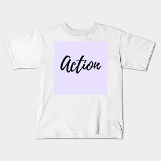 Action - Purple Background Kids T-Shirt